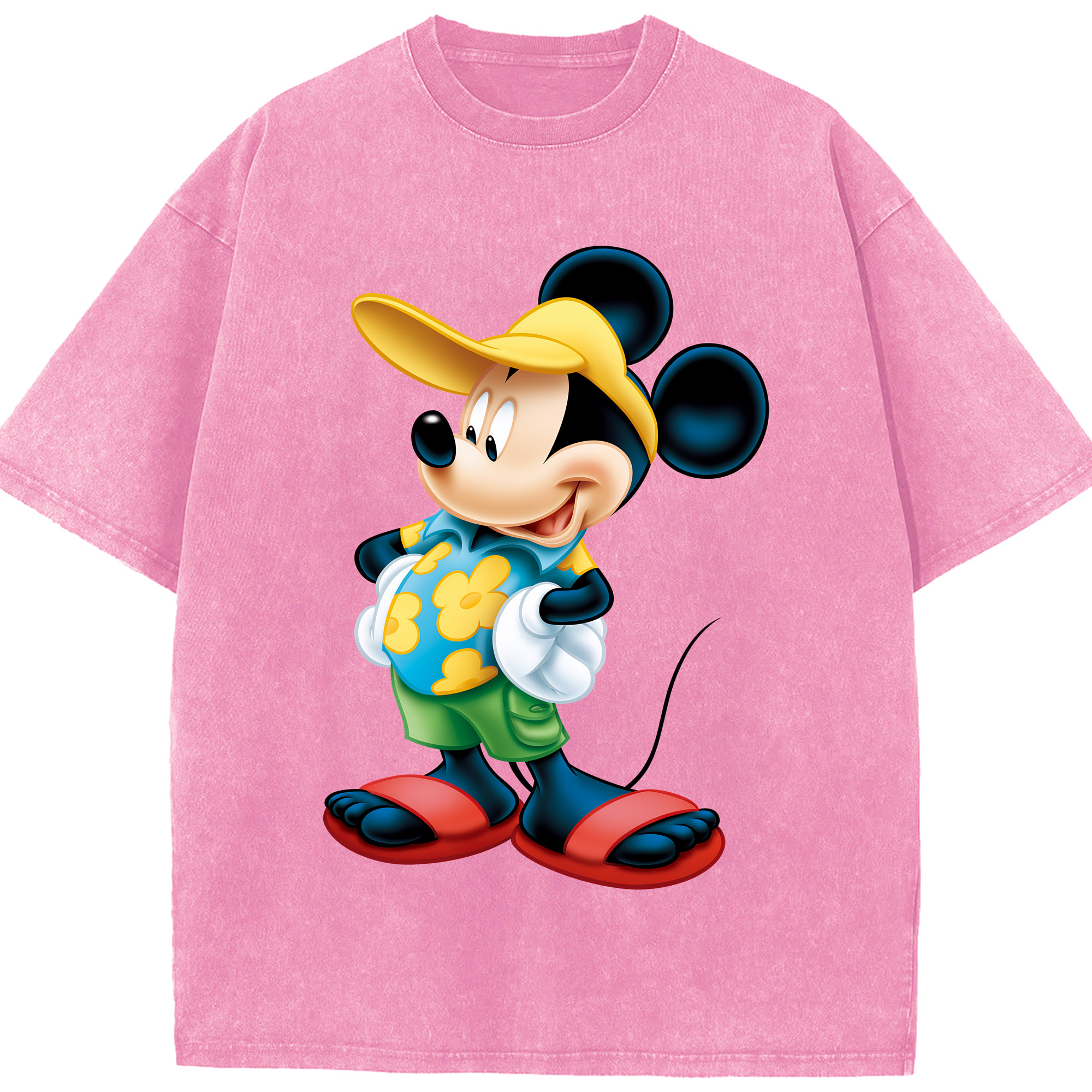 （画像用） ミッキーマウス Mickey Mouse 綿100% ヴィンテージ風 半袖Tシャツ（フロントプリント）
